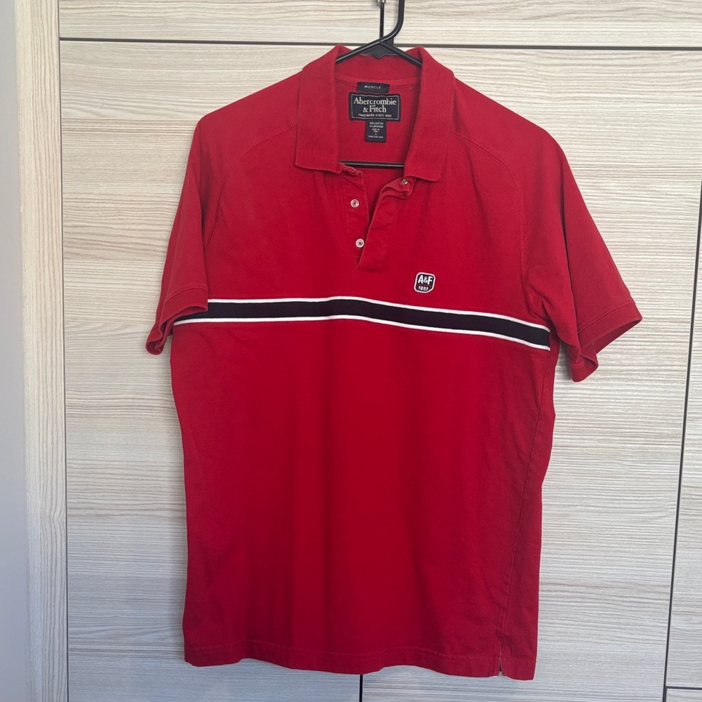 Vintage Abercrombie & Fitch Bold Red Polo Muscle Shirt
